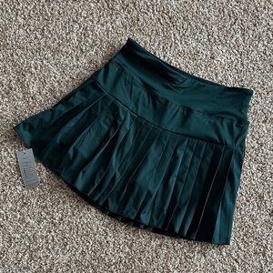 Chic Dark Green Pleated Mini Skirt